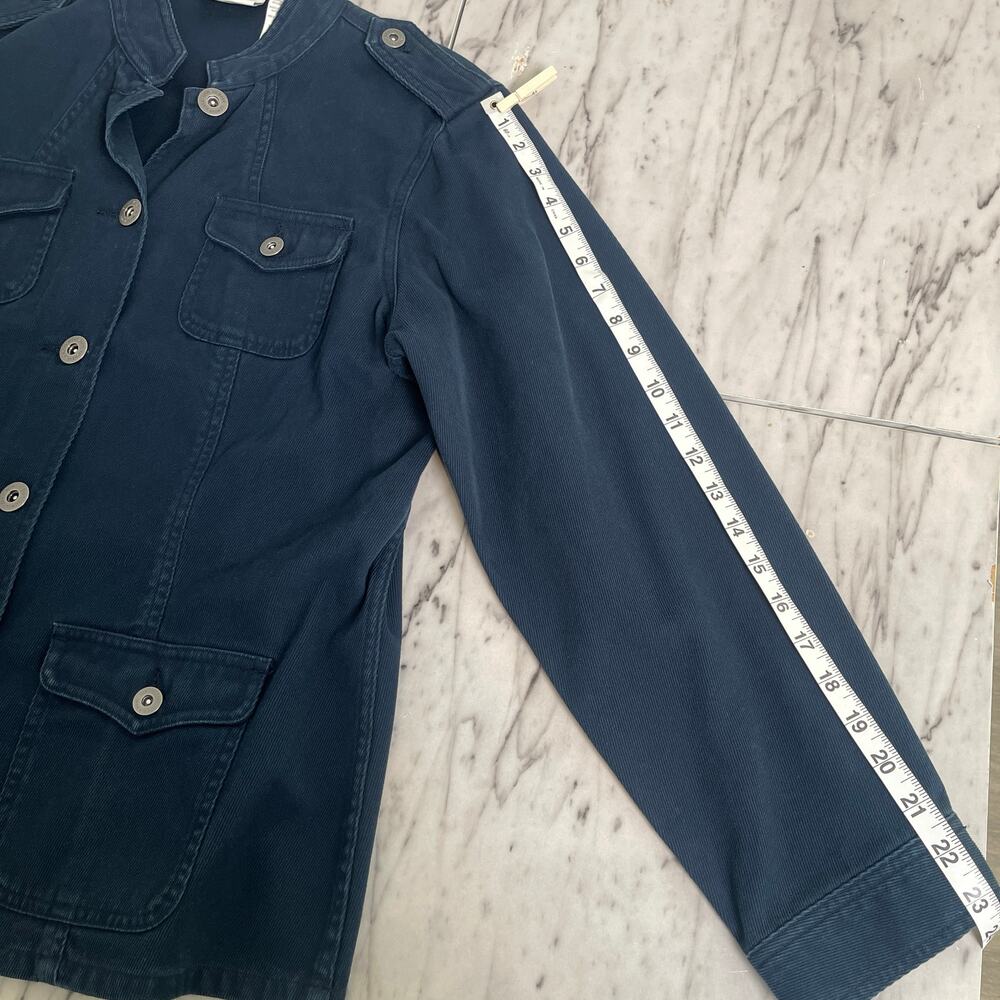 Liz Claiborne Lizwear Jeans Petite Blue Corduroy Utility Jacket 100% Cotton - Picture 12 of 13